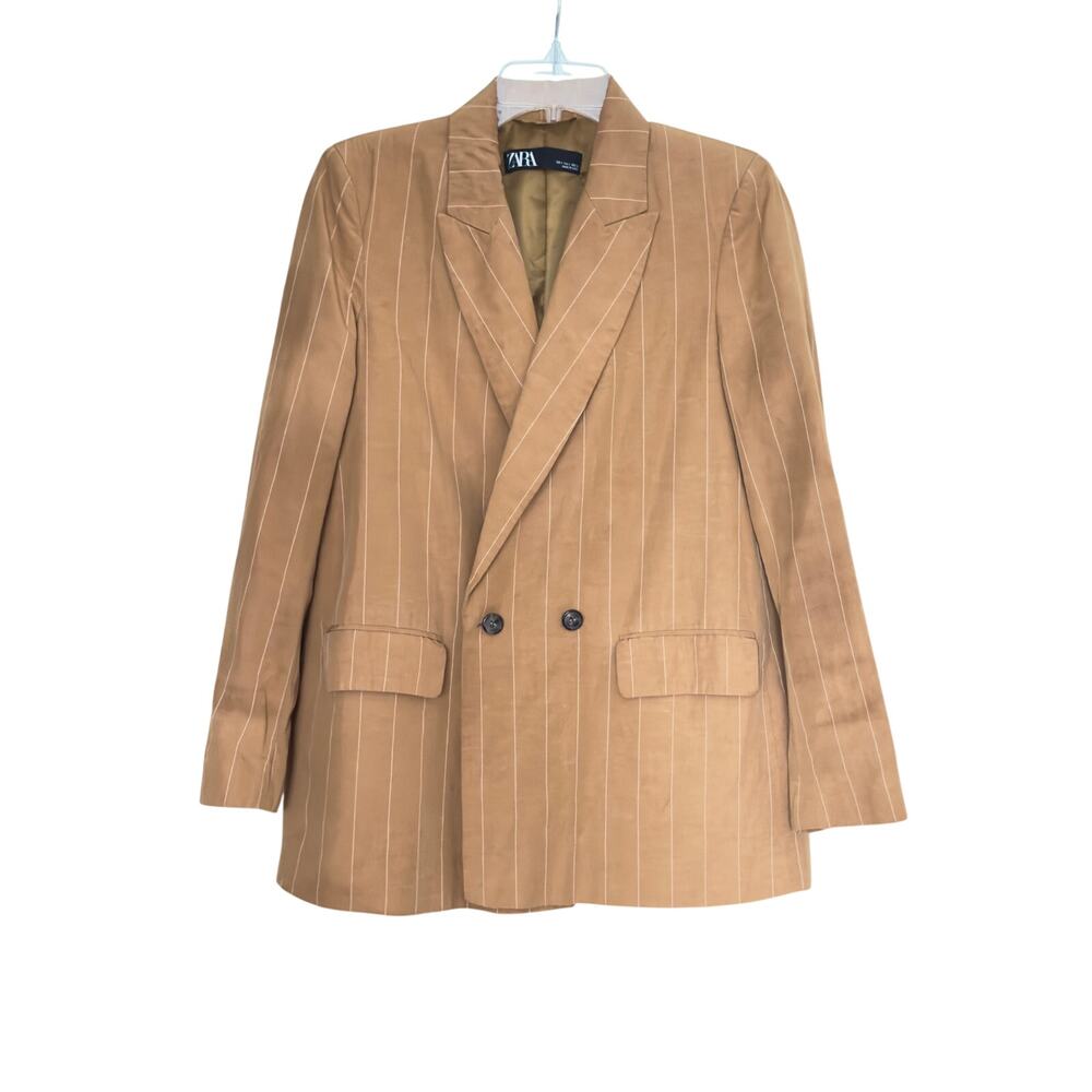 Zara Double Breasted Oversized Pin Striped Blazer Size Small